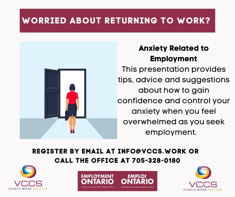 Poster for VCCS Workshop Anxious about returning to work
